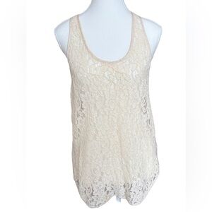 Wilfred Aritzia Cream Lace Racerback Tank Top Size S Boho Layering Camisole